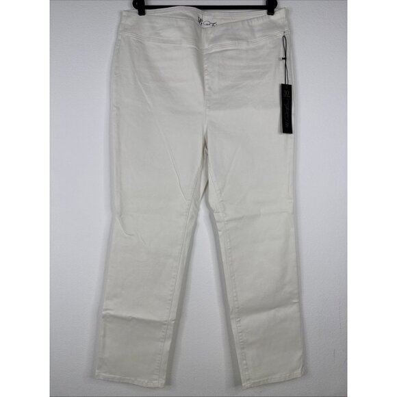 DG2 by Diane Gilman‎ Compact Comfort Denim Bootcut Jeans Size 20WT Ivory NEW - Picture 1 of 9